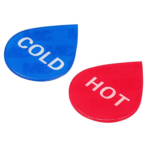 PATIKIL 4 Paar / 8 Stück Self Stick Heiß/Kaltwasser Etikett Acryl Tropfenform Aufkleber Schilder für Wasserhähne Waschbecken Rot Blau von PATIKIL