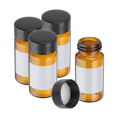 PATIKIL 4 Stück kleine Glasfläschchen mit schwarzem Schraubverschluss,20 ml Mini Flasche Fläschchen mit Beschriftungsetikett für die Lagerung von festen, flüssigen PATIKIL 4 Stück kleine Glasfläschchen mit schwarzem Schraubverschluss,20 ml Mini Flasche Fläschchen mit Beschriftungsetikett für die Lagerung von festen, flüssigen von PATIKIL