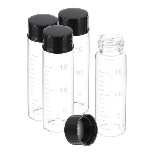 PATIKIL 4 Stücke kleine Glasfläschchen mit schwarzem Schraubverschluss, 15ml Transparent Glasfläschchen für die Lagerung von festen, flüssigen PATIKIL 4 Stücke kleine Glasfläschchen mit schwarzem Schraubverschluss, 15ml Transparent Glasfläschchen für die Lagerung von festen, flüssigen von PATIKIL