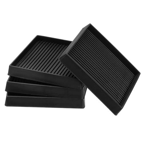 PATIKIL 4 Zoll Gummimöbel-Pads, 4er-Pack rutschfeste Möbel-Untersetzer Quadratische Anti-Rutsch-Möbelrollenbecher Möbelfüße Untersetzer für Bettsofa-Stopper, Schwarz von PATIKIL