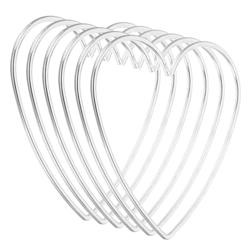 PATIKIL 4-Zoll-Traumfänger-Ringe, 6 Stück Metall-Herzform-Makramee-Kranz-Ring für Heim-DIY-Handwerk-Hochzeits-Wanddekorationen, Weiß Silber von PATIKIL