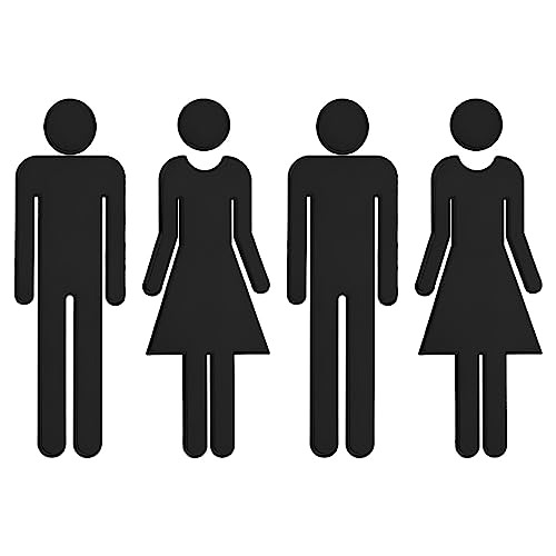 PATIKIL 4.7" Bad Zeichen 2 Paare Männer Frauen Toilette Zeichen Selbstklebend Toilette Tür Dekor Aufkleber für Büro Business Schwarz von PATIKIL