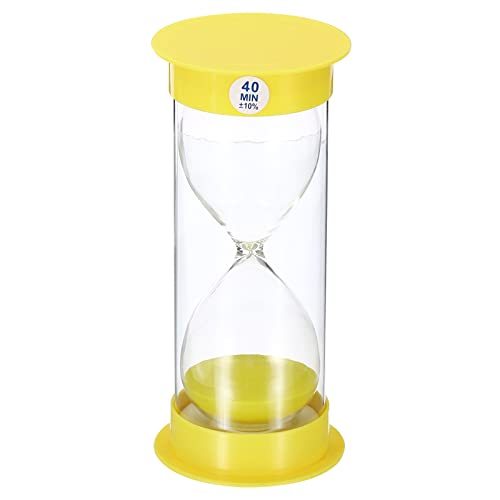 PATIKIL 40 Minute Sanduhr Rund Sanduhr mit Plastik Cover Counter Sand Glass für Spiele Küche Party Geschenke DIY Dekoration Gelb von PATIKIL