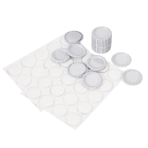 PATIKIL 40 Set Flaschenverschlüsse für Bastelarbeiten, 1 Zoll doppelseitig bedruckte Bastel-Flaschenverschlüsse mit klaren Epoxid-Aufklebern für DIY-Bastelabzeichenherstellung, Weiß von PATIKIL