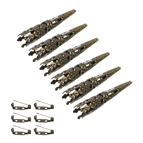 PATIKIL 41mm Korsage Dekorative Halterung 6Stk Brosche Stift Vase Tasche Boutonniere Halter mit Stabstifte für Hochzeit Party Basteln Handwerk Bronze von PATIKIL