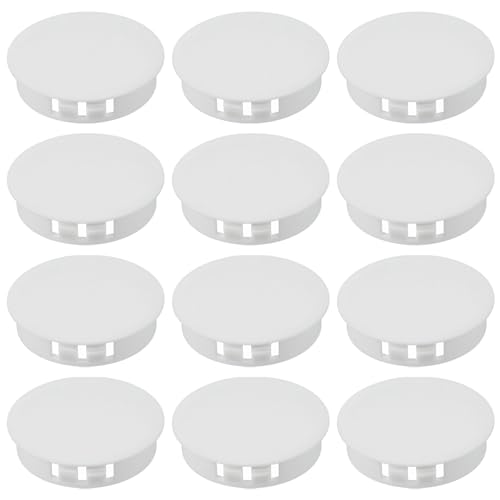 PATIKIL 45mm/1-3/4 Kunststofflochstopfen, 12 Stück Flush-Typ Runde Stopfen Snap-in-Verriegelung Schraubenlochabdeckungen Einsetzen Endkappen für Möbel Schrank Küchentür Regale, Weiß von PATIKIL
