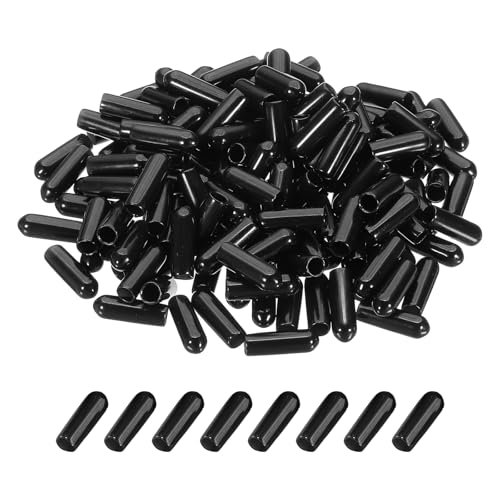 PATIKIL 4mm/0.16" Gummikappen, 144 Stück Gummi Endkappen Schraubengewindeschutz Schutzkappen für Schrauben, Rohre, Kabe, Schwarz von PATIKIL
