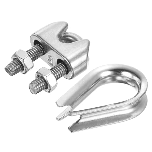 PATIKIL 5/16" Drahtseil-Set, 20er Pack M8 Drahtseilklemmen & Edelstahl-Kauschen für Drahtseile mit 5/16" Durchmesser von PATIKIL