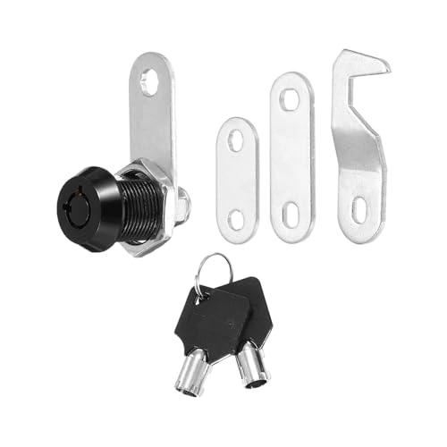 PATIKIL 5/8 Zoll Schwarze Schrank Schlösser mit Schwarzen Schlüsseln, 1 Packung Zinklegierung Nockenschloss Zylinder RV Schloss Set Gleichschließend für Schrank RV Schubladen von PATIKIL