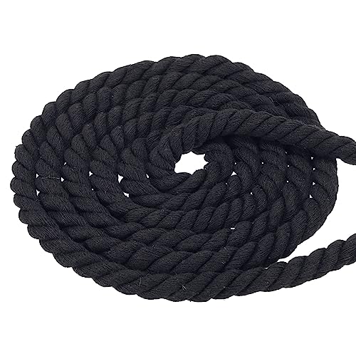 PATIKIL 5/8" x49Ft Natürlich Gedrehte Baumwolle Seil 3 Strand Tauziehen Seil mit Versiegelung Klebeband für Handwerk Geländer Zuhause Dekor Schwarz von PATIKIL