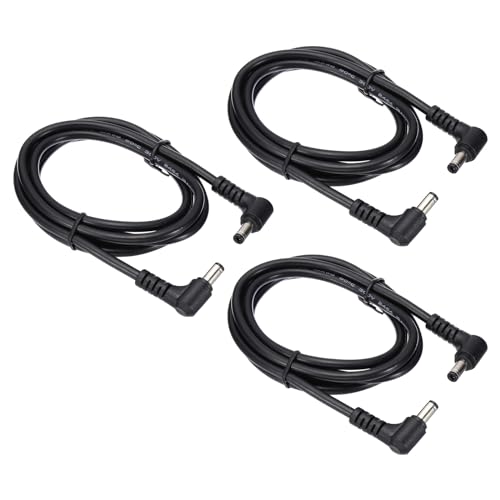 PATIKIL 5 Fuß 5,5 x 2,1 mm männlich zu männlich DC-Stromkabel, 3 Stück 18AWG Drahtadapter 90-Grad-Winkelsteckerkabel für LED-Streifen DVR-Router Überwachungskamera von PATIKIL