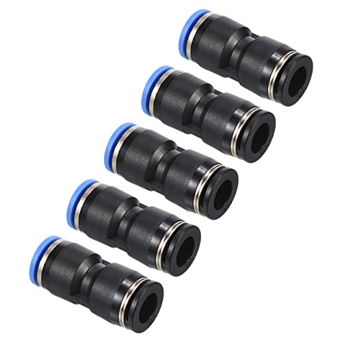 PATIKIL 5-Pack Druckverbinder Luftleitungsfitting gerade Verbindungsstücke pneumatische Schnellkupplung 3/8" bis 10mm schwarz & blau von PATIKIL