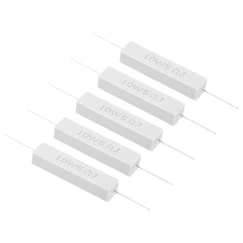 PATIKIL 5 Stück 5 Ohm Widerstände, 10W Keramik Zement Widerstand Power Zement Widerstand Kit Toleranz 5% für Netzadapter Audio Computer TV Leiterplatte von PATIKIL