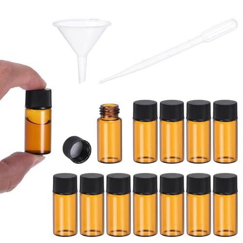 PATIKIL 5 ml Braune Glasfläschchen, 500er Pack Probengefäße mit Schraubverschluss Reagenzglas mit 10 Tropfpipetten und 5 Trichtern Auslaufsicheres Fläschchen für das Labor von PATIKIL