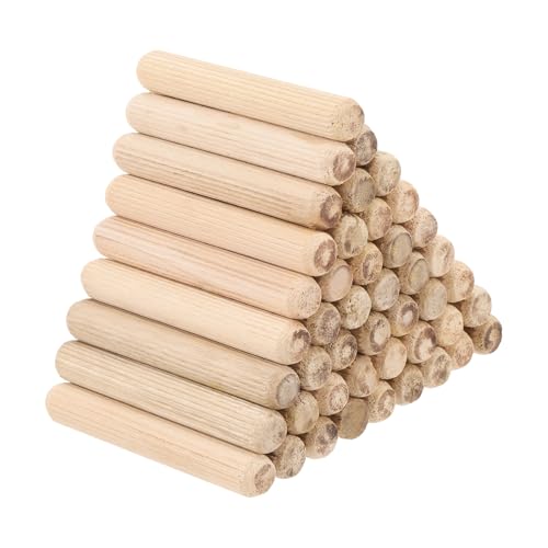 PATIKIL 50 Stück 12 x 80mm Holzdübel Set, Riffelholzdübel Holzstifte Dübel Set Gerillte Holzübelstifte Dübel Holz mit Rillen für Zimmerei Möbel Tür Kunsthandwerk Projekte von PATIKIL