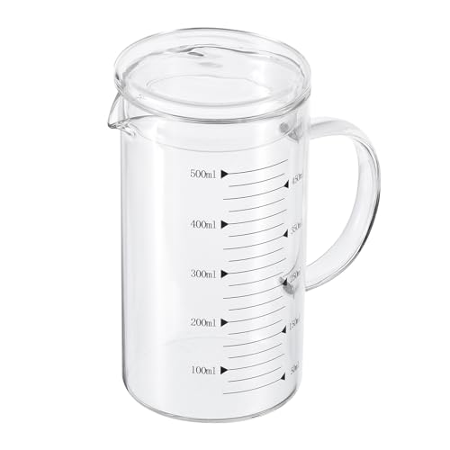 PATIKIL 500ml Glas Messbecher, 3.3 Borosilikatglas mit schwarzer Skala, Flüssigkeitsmessbecher mit Glasdeckel und V-förmigem Ausguss für die Küche PATIKIL 500ml Glas Messbecher, 3.3 Borosilikatglas mit schwarzer Skala, Flüssigkeitsmessbecher mit Glasdeckel und V-förmigem Ausguss für die Küche von PATIKIL