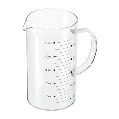 PATIKIL 500ml Glas Messbecher, 3.3 Borosilikatglas mit schwarzer Skala, Flüssigkeitsmessbecher mit V-förmigem Ausguss für die Küche von PATIKIL