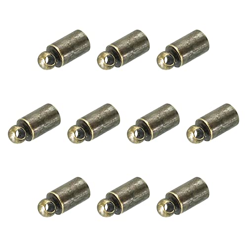 PATIKIL 50Stk Schnur End Kappen 3.6mm End Kappe Fassperlen Kumihimo Endkappen Messing für Leder Kordel Quasten Schmuck Herstellung 9mm Länge Bronze von PATIKIL