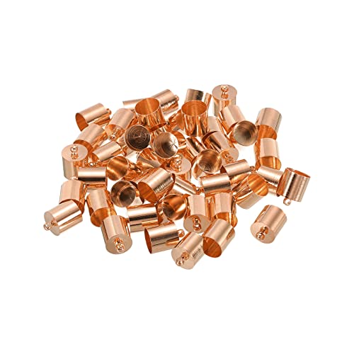 PATIKIL 50Stk Schnur Endkappen 11.6mm End Kappe Fassperlen Kumihimo Endkappen Messing für Leder Kordel Quasten Schmuck Herstellung 15mm Länge Rose Gold von PATIKIL