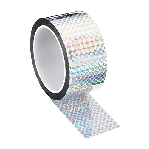 PATIKIL 50mmx50m Prismenband Holographisch Reflektierend Selbstklebend für DIY Kunst Handwerk Verpackung Dekoration Silber von PATIKIL