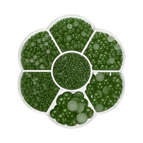 PATIKIL 5645 Stück Flachrückperlen zum Basteln, 7 Größen Halbrunde Harzperlen Flachrückperlen Charms für DIY Nagelkunst Handydekoration Sockencharms, Dunkelgrün PATIKIL 5645 Stück Flachrückperlen zum Basteln, 7 Größen Halbrunde Harzperlen Flachrückperlen Charms für DIY Nagelkunst Handydekoration Sockencharms, Dunkelgrün von PATIKIL