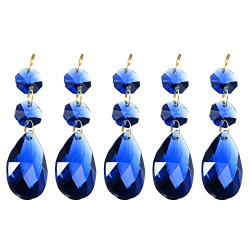 PATIKIL 5Pack Klar Kristall Tropfenförmig 38mm Kronleuchter Prismen Teile Hängende Pendelleuchten Perlen mit 14mm Achteckig Perle für Kronleuchter Verzierung Dunkel Blau PATIKIL 5Pack Klar Kristall Tropfenförmig 38mm Kronleuchter Prismen Teile Hängende Pendelleuchten Perlen mit 14mm Achteckig Perle für Kronleuchter Verzierung Dunkel Blau von PATIKIL