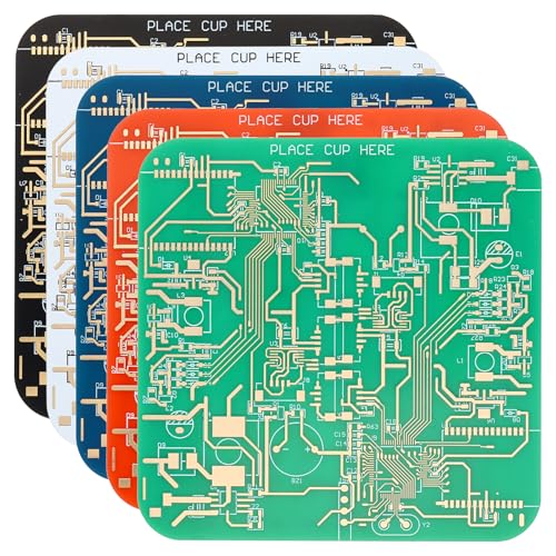 PATIKIL 5Stk Untersetzer PCB Untersetzer Leiterplattenuntersetzer Leiterplatte Untersetzer FR-4 Getränke-Untersetzer für Getränke Kaffee Tisch Bar Geschenke Freund Männer 5 Farbe von PATIKIL