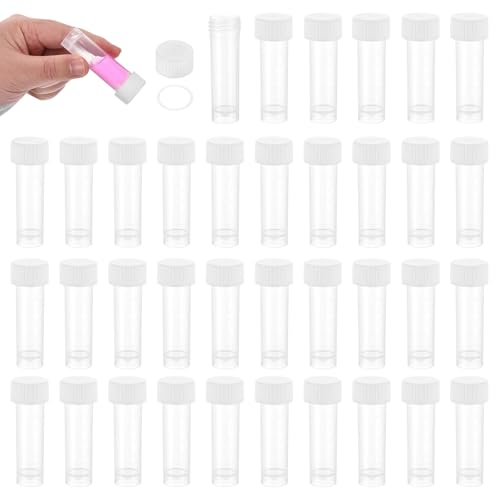 PATIKIL 5mL Kunststoff-Teströhrchen, 36 Stück Gefrorene Teströhrchen Graduierte Vial Behälter Lagerung Schraubverschluss für Labor Laborwissenschaft, Weiß Klar von PATIKIL