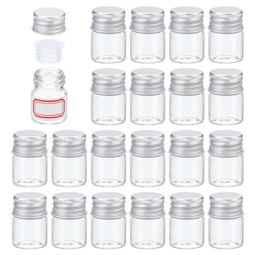 PATIKIL 5ml Klarglas Fläschchen 25 Pack Kleine Flüssigprobe Fläschchen mit Schraubverschlüssen Plastikstopfen und 64 Etiketten Auslaufsichere Flaschen Leergläser PATIKIL 5ml Klarglas Fläschchen 25 Pack Kleine Flüssigprobe Fläschchen mit Schraubverschlüssen Plastikstopfen und 64 Etiketten Auslaufsichere Flaschen Leergläser von PATIKIL