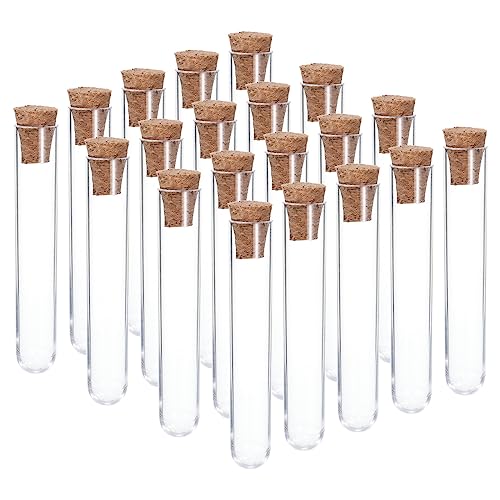 PATIKIL 5ml Plastik Teströhren mit Kork Stopfen 20Stk 75x12mm Rohre für Wissenschaftliche Party Dekoration Süßigkeiten Perlen Lagerung Badewanne Salz Labor Verwendung Klar von PATIKIL