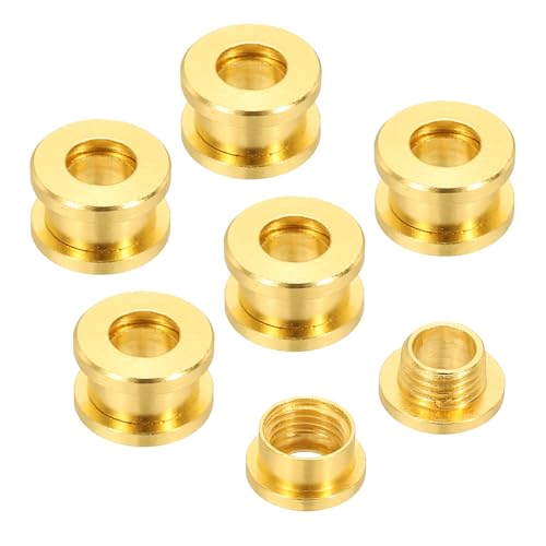 PATIKIL 5mm(1/5 Zoll) Massive Messing-Lochösen, 6 Stück Flache Selbstsichernde Ösen mit Unterlegscheibe für Schuhe Kleidung Handwerk Tasche Lederhandwerk, Goldton von PATIKIL