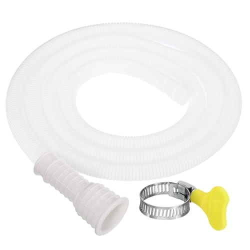 PATIKIL 6,5 ft Klimaanlagen-Ablaufschlauch, 16-25 mm Mund Universal AC Ablaufschlauch mit Klammer für Ersatz und Verlängerung des Ablaufschlauchs Mini-Split-Fenster-Klimagerät, Weiß von PATIKIL