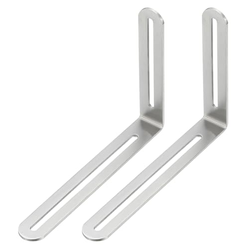 PATIKIL 6 1/2" Verstellbare L-Form Eckwinkelstütze mit Schlitz, 2 Stück Verschiebbarer Geschlitzter Gelenkwinkel Rechter Winkel Halterung Metall Eckverbinder Halterung für Möbel, Silber von PATIKIL