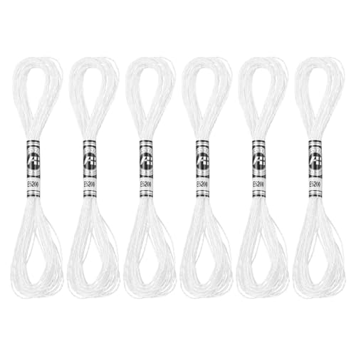 PATIKIL 6 Stück Stickgarn, je 8m, 12fädig, Metallic Kreuzstichgarn, Nylonfäden, Armbandfäden für Kreuzstich, Handstickerei, DIY-Handwerksprojekte, Weiß von PATIKIL