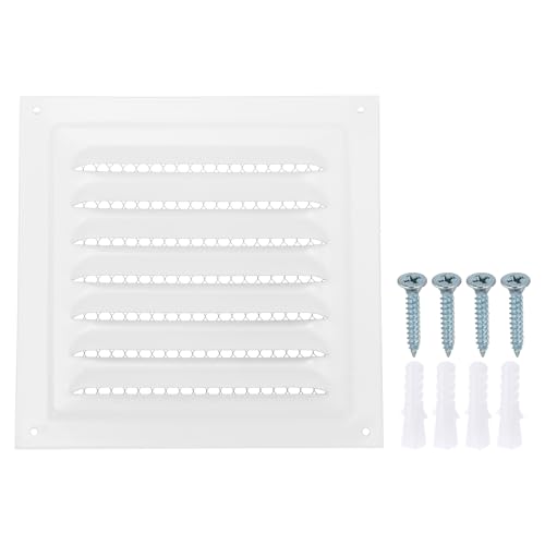 PATIKIL 6"x6" Edelstahl Giebelbelüftung, Lüftungsgitter Außenwand Auslassbelüftungsabdeckung HVAC Luftgitter mit Lamellen Siebgewebe für Küchen und Badezimmerbelüftung, Weiß von PATIKIL