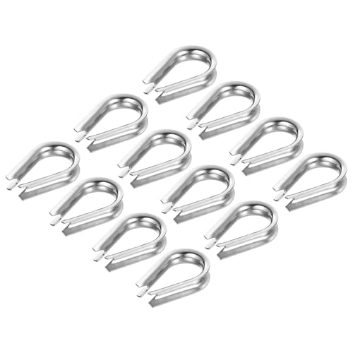 PATIKIL 6mm 1/4 Zoll Drahtseil-Kausche, 12er-Pack Kabel-Kauschen aus 304 Edelstahl für Boot-Rigging von PATIKIL