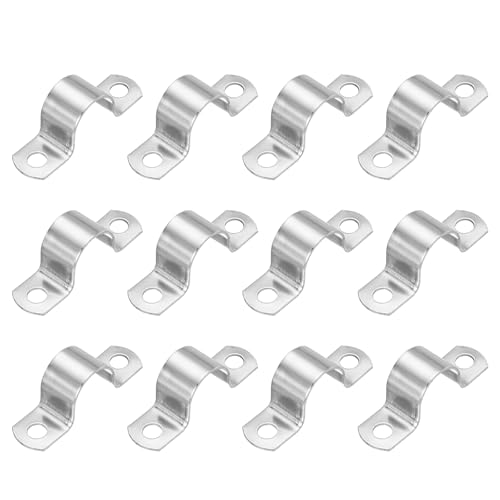 PATIKIL 7/8" (22mm) Befestigungsschelle, 12 Stück 304 Edelstahl Rohrschelle 2-Loch Verdicken U-Halter Rohrschelle Rohr Kabel Draht Fixierung von PATIKIL