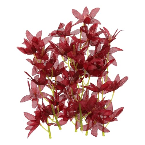 PATIKIL 7" 12Stk Künstliche Orchideenblume Schwebend Kerzen Simulation Blume Zylinder Vasenfüller für Zuhause Hochzeit Dekoration Burgundisch von PATIKIL