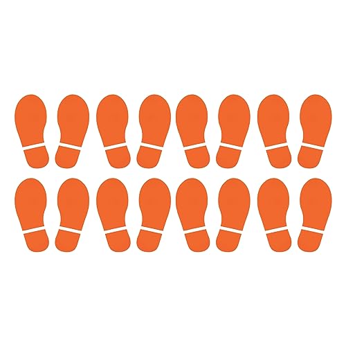 PATIKIL 7.9x3.3" Fußabdrücke Boden Aufkleber 8 Paare PVC Schuhe Fußabdruck Boden Wand Treppe Abziehbild Aufkleber für Hause Klassenraum Deko Orange von PATIKIL