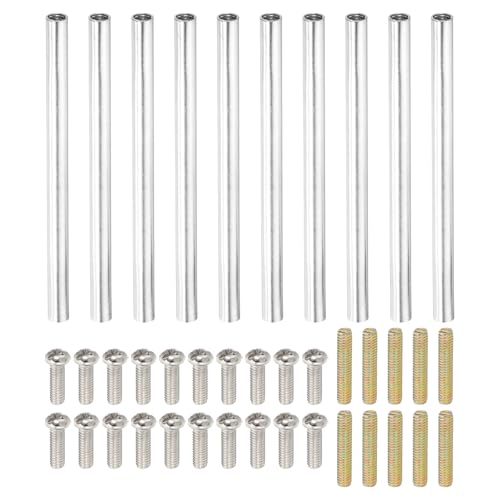 PATIKIL 70mm (2,8") Runde Hülsenmutter Kupplungsmuttern-Set, M4 Gewindehülse Stangen-Hardware mit vollständigem Gewindestab-Schrauben für Lampenmodell-Möbel-DIY-Reparaturteil von PATIKIL