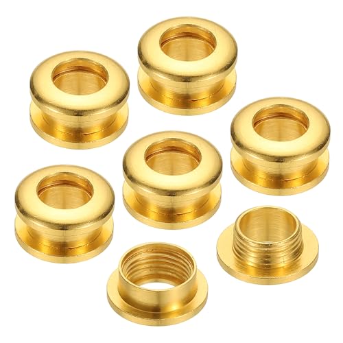 PATIKIL 7mm(2/7 Zoll) Massivmessing-Lochösen, 6 Stücke Bogenoberfläche Selbstsichernde Ösen mit Unterlegscheibe für Schuhe Kleidung Handwerk Tasche Lederhandwerk, Goldton von PATIKIL