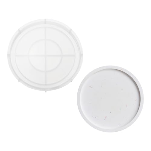 PATIKIL 8,3" Runde Tablett Harzform mit Rand, Platten-Silikonformen für Epoxidharz-Schmuck-Aufbewahrungsbehälter, Gießform für DIY-Handwerksdekorationen, Werkzeug, Weiß von PATIKIL
