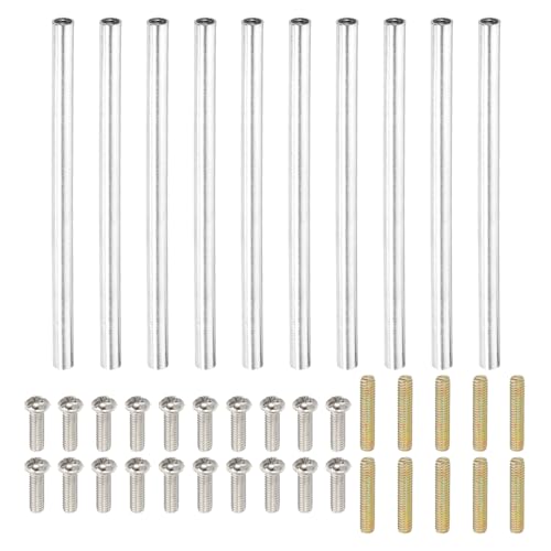 PATIKIL 80mm (3,1") Runde Hülsenmutter Kupplungsmuttern-Set, M4 Gewindehülse Stangen-Hardware mit vollständig Gewinde Stangen Schrauben für Lampenmodell Möbel DIY Reparaturteil von PATIKIL