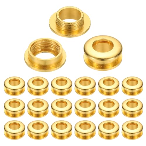 PATIKIL 8mm(1/3 Zoll) Massivmessing-Lochösen, 20 Stück Arc-Oberfläche Selbstsichernde Ösen mit Unterlegscheibe für Schuhe Kleidung Handwerk Tasche Lederhandwerk, Goldton von PATIKIL