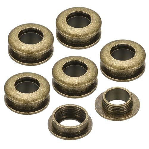 PATIKIL 8mm(1/3 Zoll) Massivmessing-Lochösen, 6 Stück Arc-Oberfläche Selbstsichernde Ösen mit Unterlegscheibe für Schuhe Kleidung Handwerk Tasche Lederhandwerk, Bronze von PATIKIL
