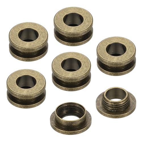 PATIKIL 8mm(1/3 Zoll) Massivmessing-Lochösen, 6 Stück Flache selbstklebende Ösen mit Unterlegscheibe für Schuhe Kleidung Handwerk Tasche Lederhandwerk, Bronze von PATIKIL