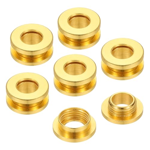 PATIKIL 8mm(1/3 Zoll) Massivmessing-Lochösen, 6 Stück Flache selbstklebende Ösen mit Unterlegscheibe für Schuhe Kleidung Handwerk Tasche Lederhandwerk, Goldton von PATIKIL