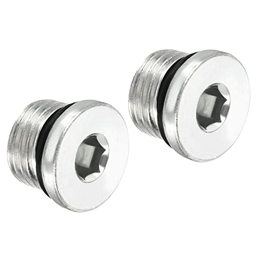 PATIKIL 9/16-18UNF 2Pack Inneres Sechskant Kopf Leitung Fitting Stecker Steckdose 45# Stahl Buchse Stecker mit Dichtungsring für Endverschlüsse von PATIKIL