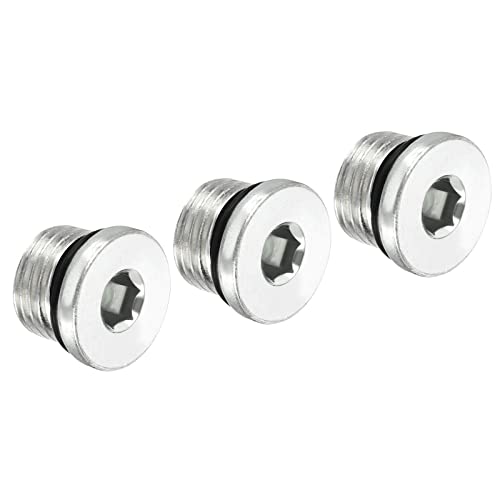 PATIKIL 9/16-18UNF 3Pack Inneres Sechskant Kopf Leitung Fitting Stecker Steckdose 45# Stahl Buchse Stecker mit Dichtungsring für Endverschlüsse von PATIKIL