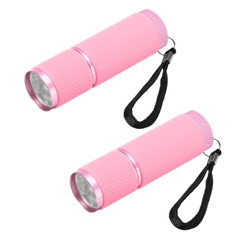 PATIKIL 9 LED Dunkel Leuchtende Mini Aluminium Taschenlampen 2Stk mit Gurt für Camping Wandern Party Rosa von PATIKIL
